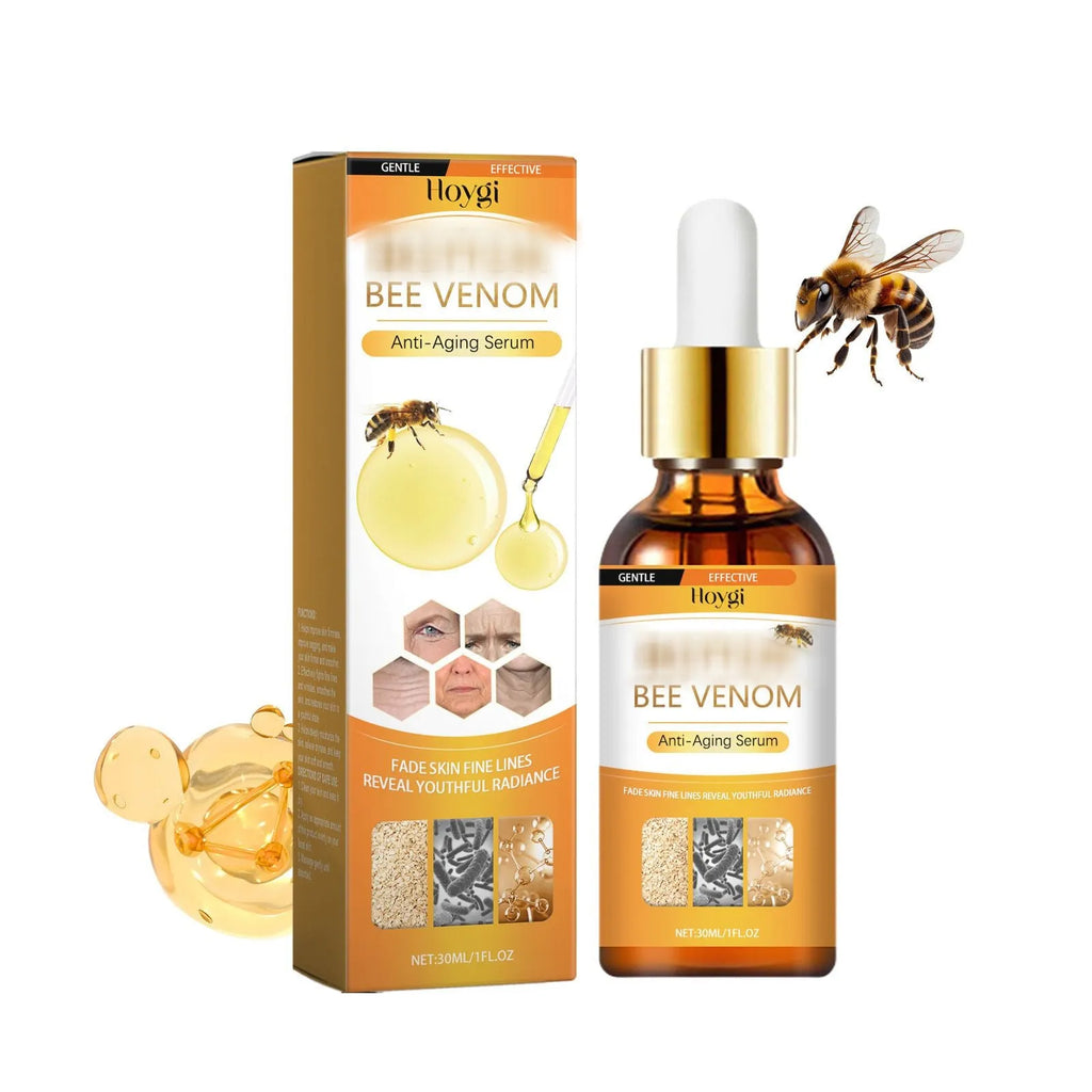 30ml anti-aging essence bottle with dropper containing hyaluronic acid and bee venom