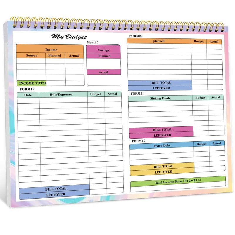 B5 budget tally book with spiral binding and PP cover for daily income and expenditure tracking