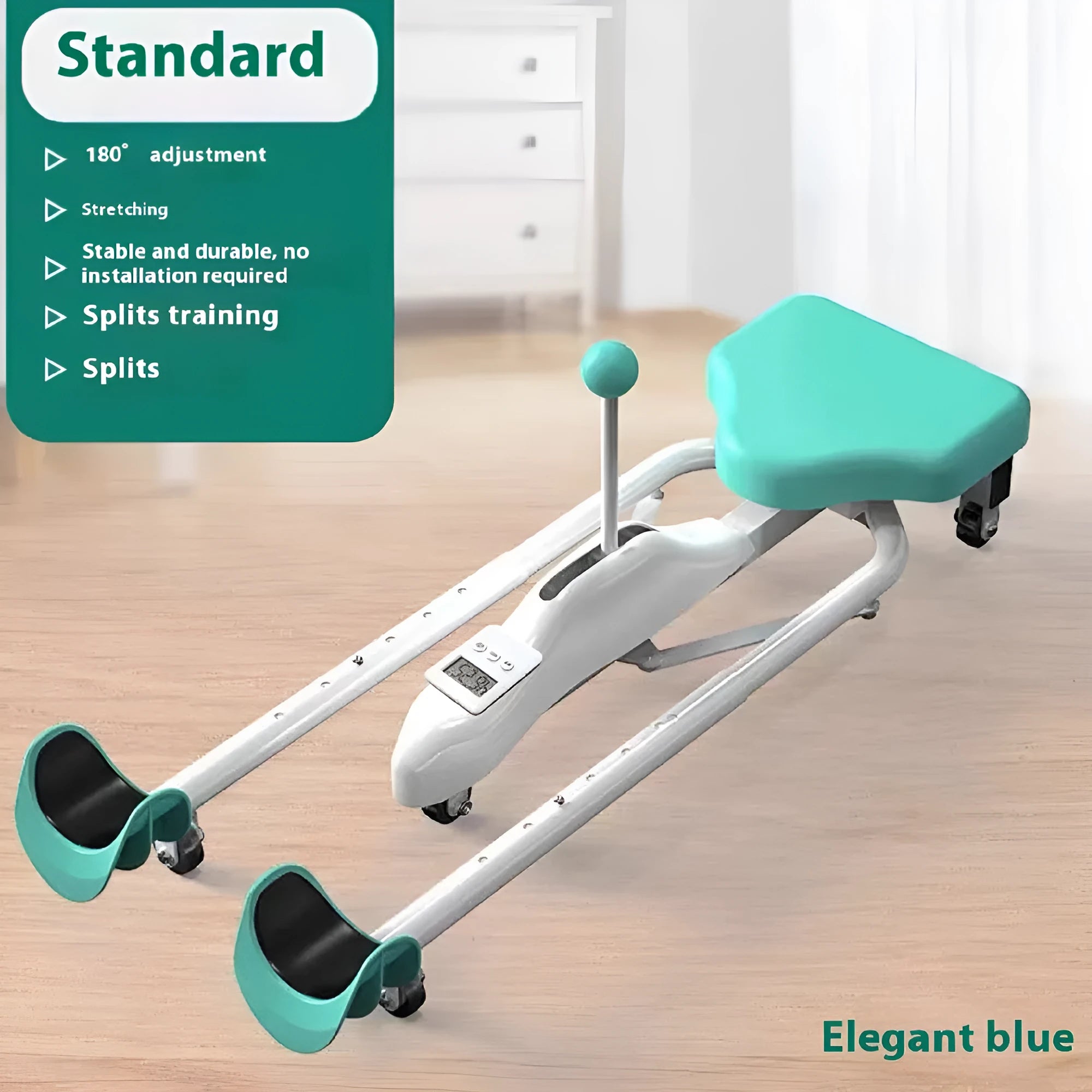 Horse leg opener stretching equipment in blue with steel pipe construction and foam padding