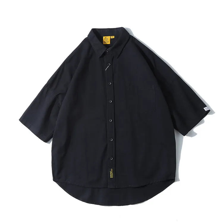 Men's loose-fitting cotton cardigan shirt in summer colours with sleeve length options