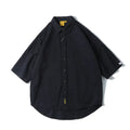 Men's loose-fitting cotton cardigan shirt in summer colours with sleeve length options