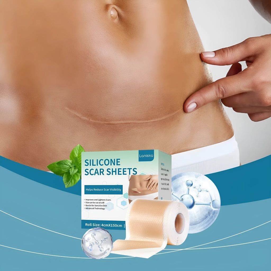 Silicone scar gel paster roll with mint leaf active ingredient and hydroxyethyl cellulose formula