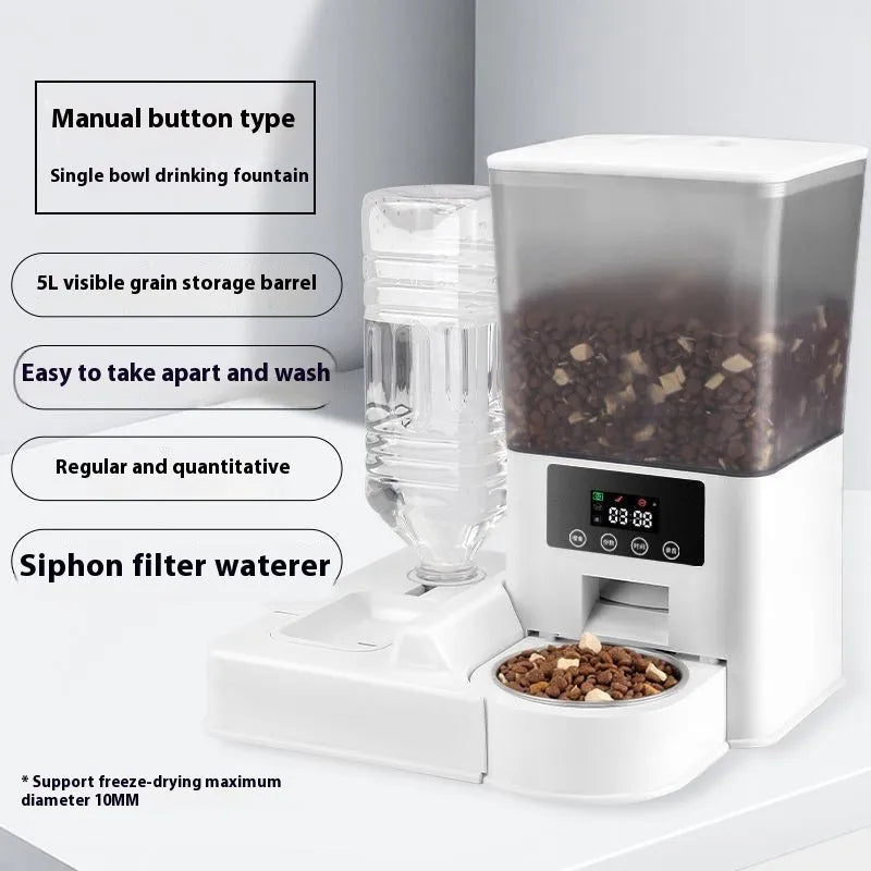 5 litre stainless steel bowl intelligent pet feeder with remote Wi‑Fi, video, and voice call functions