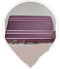 Slim aluminium alloy card holder in six colour options showing its compact size.