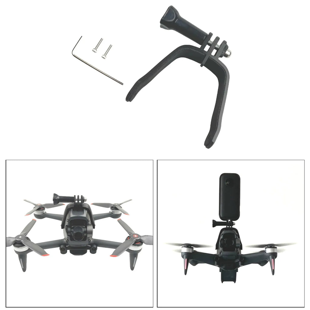 3D printed hard plastic drone expansion bracket with soft sponge contact area for GoPro camera mounting