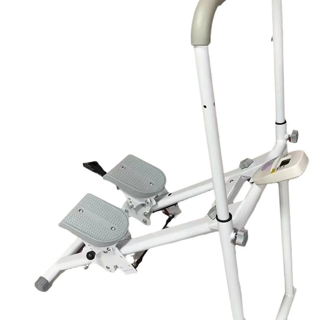 Starlight White foldable treadmill integrated with a climbing frame for home gym use.