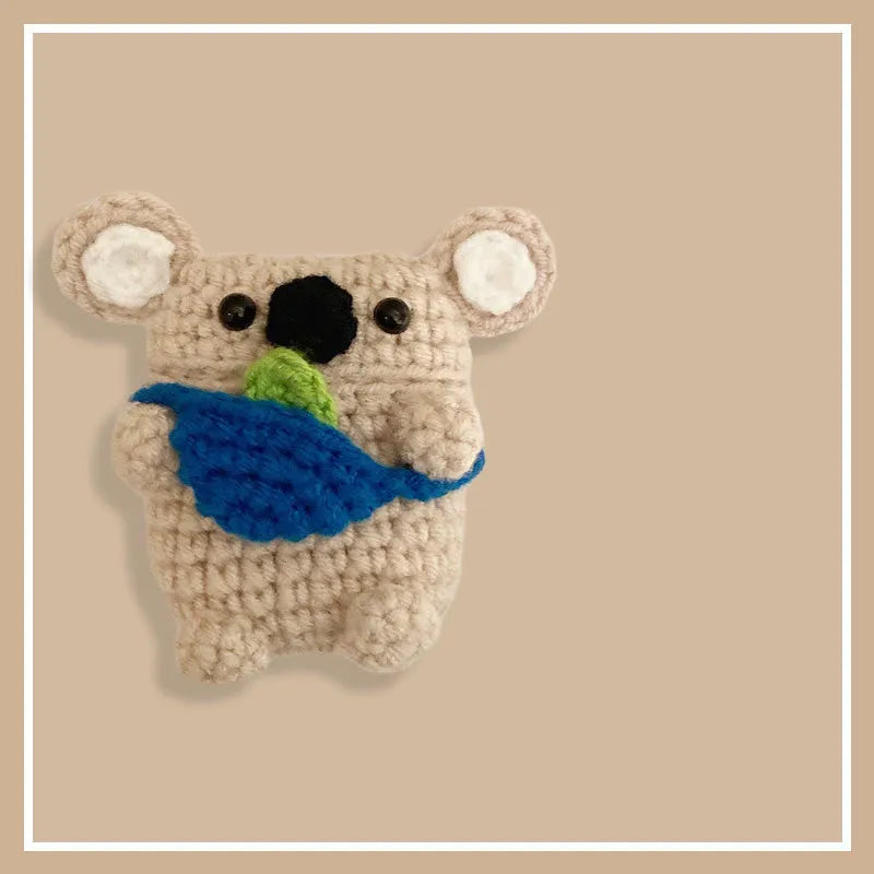 Handmade knitted koala bear backpack design cover for AirPods charging case