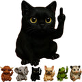 Mini resin animal doll figurine making a middle finger gesture, shown in one of seven animal styles.