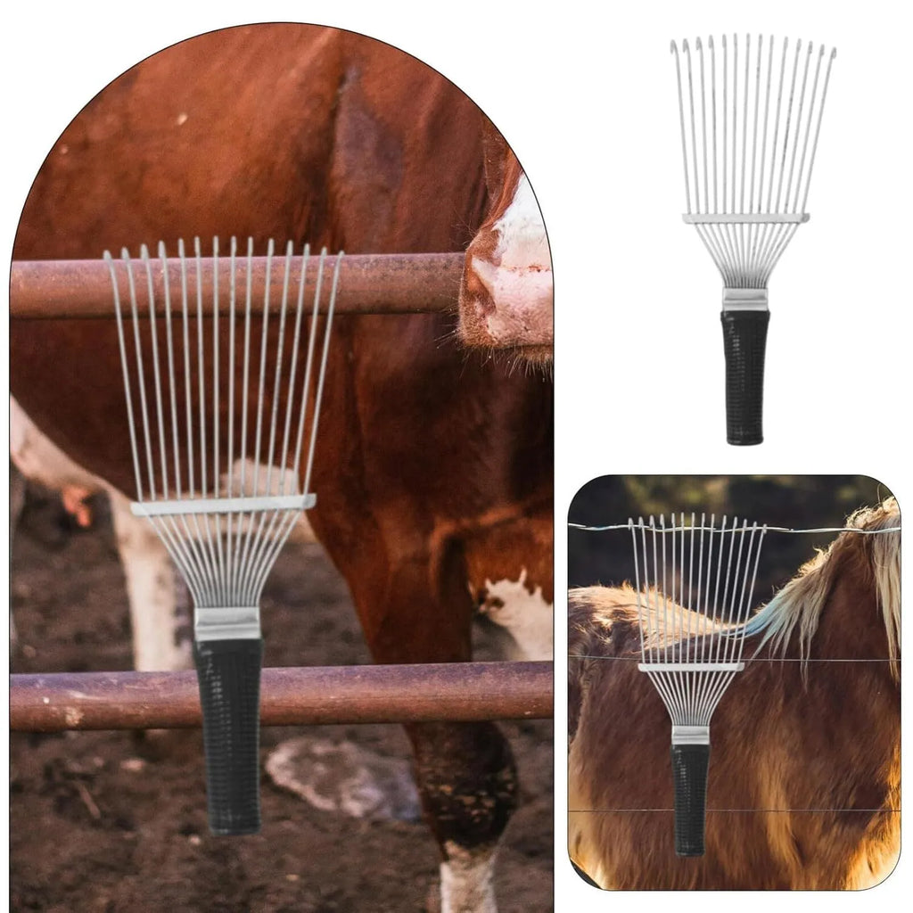 Stainless steel pet grooming rake comb 33cm long for horse dog cattle undercoat removal