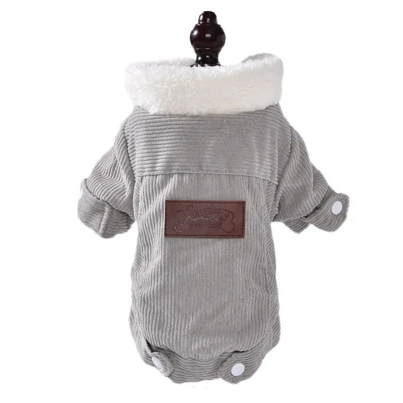 Lambswool fleece-lined vest for dogs and cats in grey or pink, sizes XS to XXL