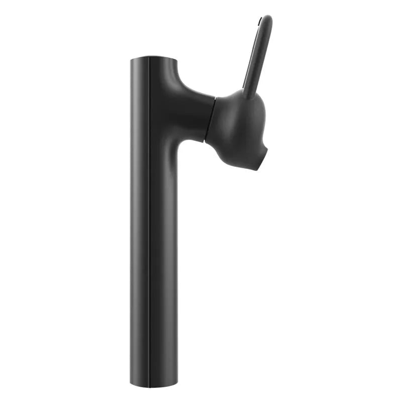 Compact black and white wireless Bluetooth earpiece showing 5.6 cm size dimensions
