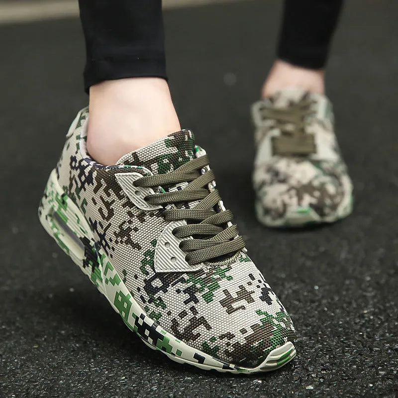 Unisex low-top running shoes in Army Green with cushioned sole, retro style, available in sizes 36-46