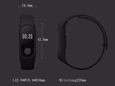 A motion intelligent hand ring in various colours, showing a heart rate and step tracking display.