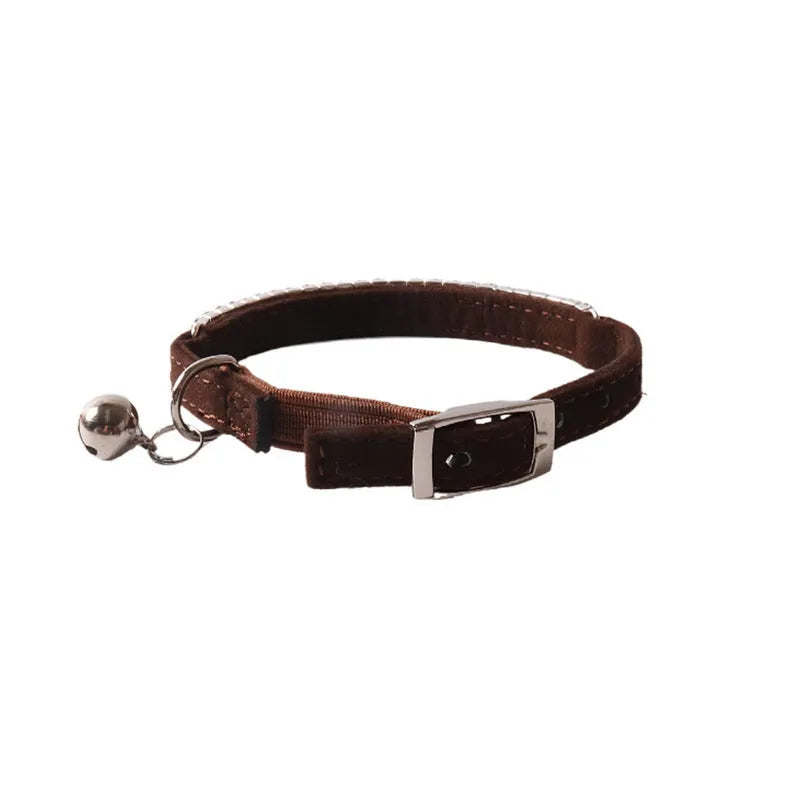 Flannel elastic buckle cat collar in pink, black, red, blue, purple, dark brown colours