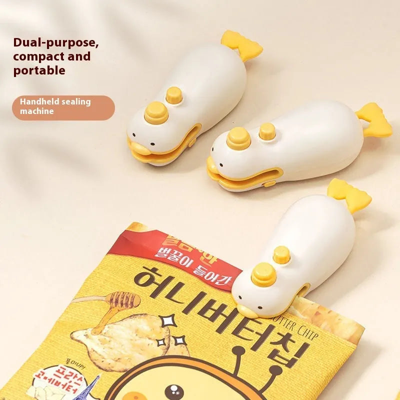 Yellow duck jacquard design rechargeable heat sealing machine with charging cable