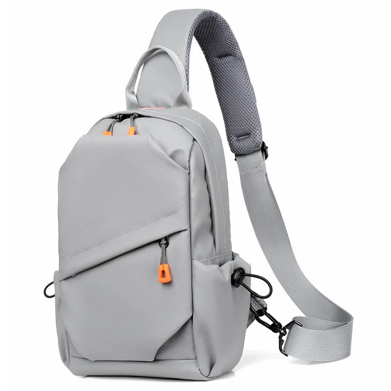 Mens black polyester crossbody bag with single shoulder strap
