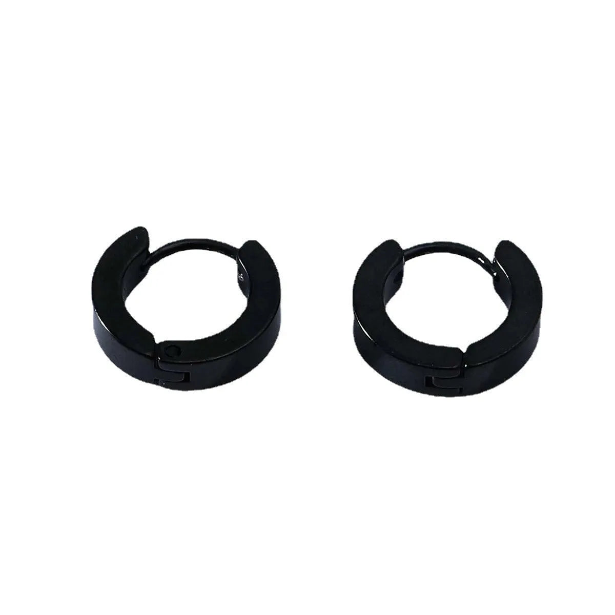 Black stainless steel geometric circle earrings for men unisex fashion OL style