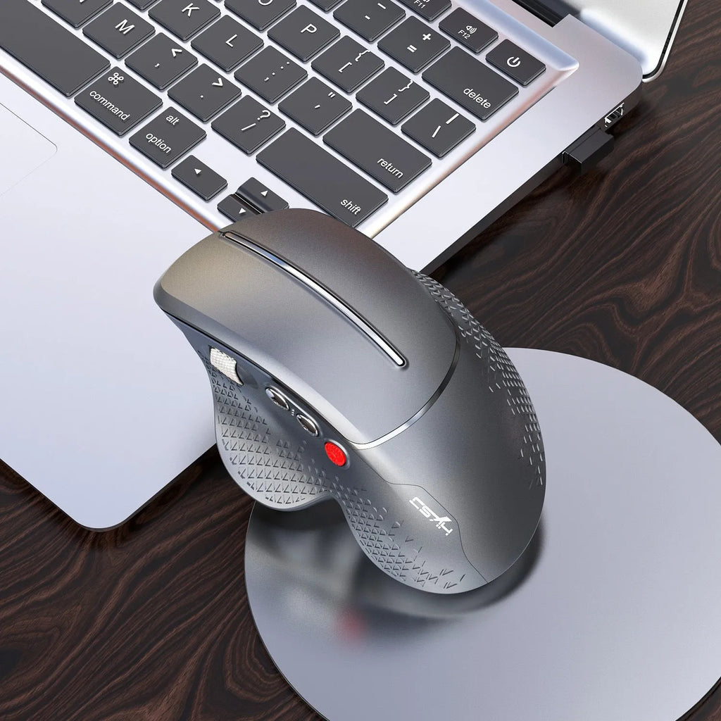 T32 wireless vertical ergonomic mouse with aluminium side roller in black matte texture
