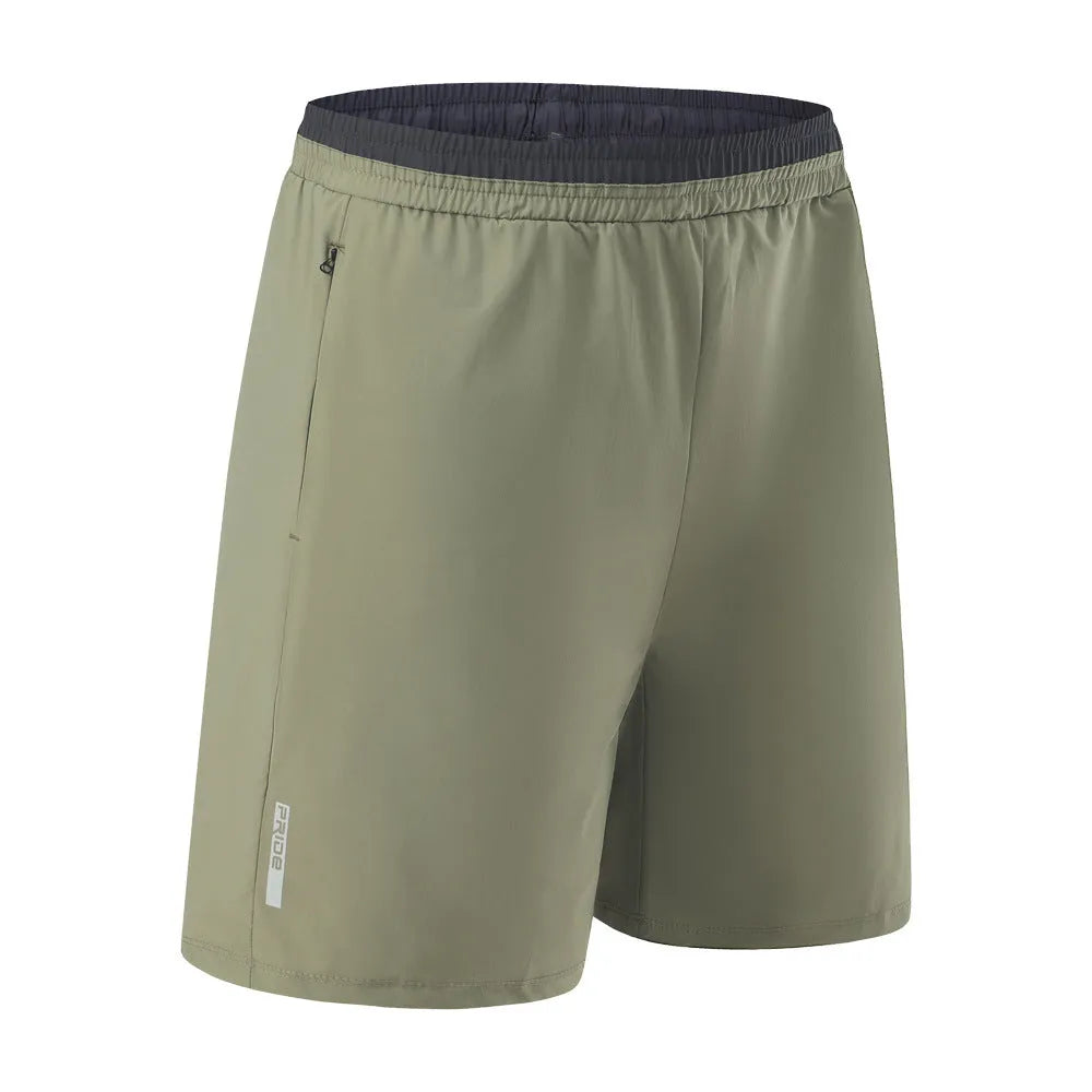 Men's grey loose ice silk quick-dry cropped pants showing mid-calf length and sportswear styling