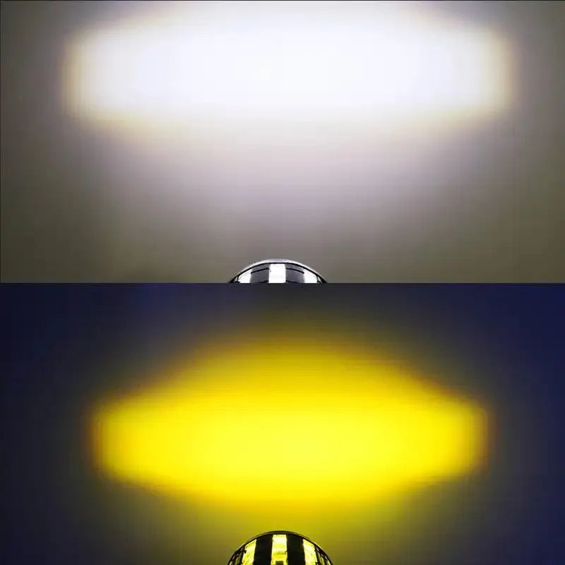 Aluminium and PC motorcycle spotlight with two-colour lens for 12V-80V electric vehicles.