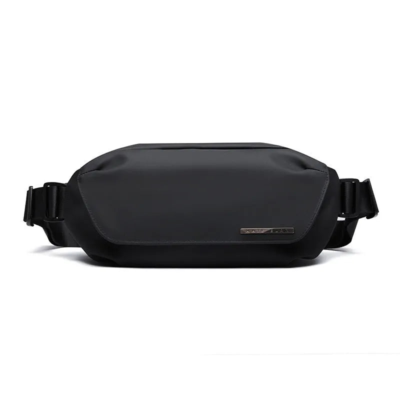 Black men's messenger bag with Oxford cloth construction for one-shoulder riding