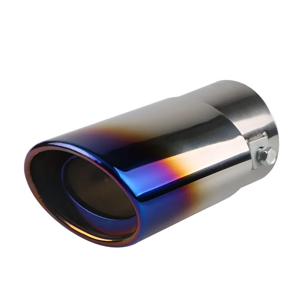 Universal stainless steel car exhaust tail pipe in straight and curved styles with baked blue finish