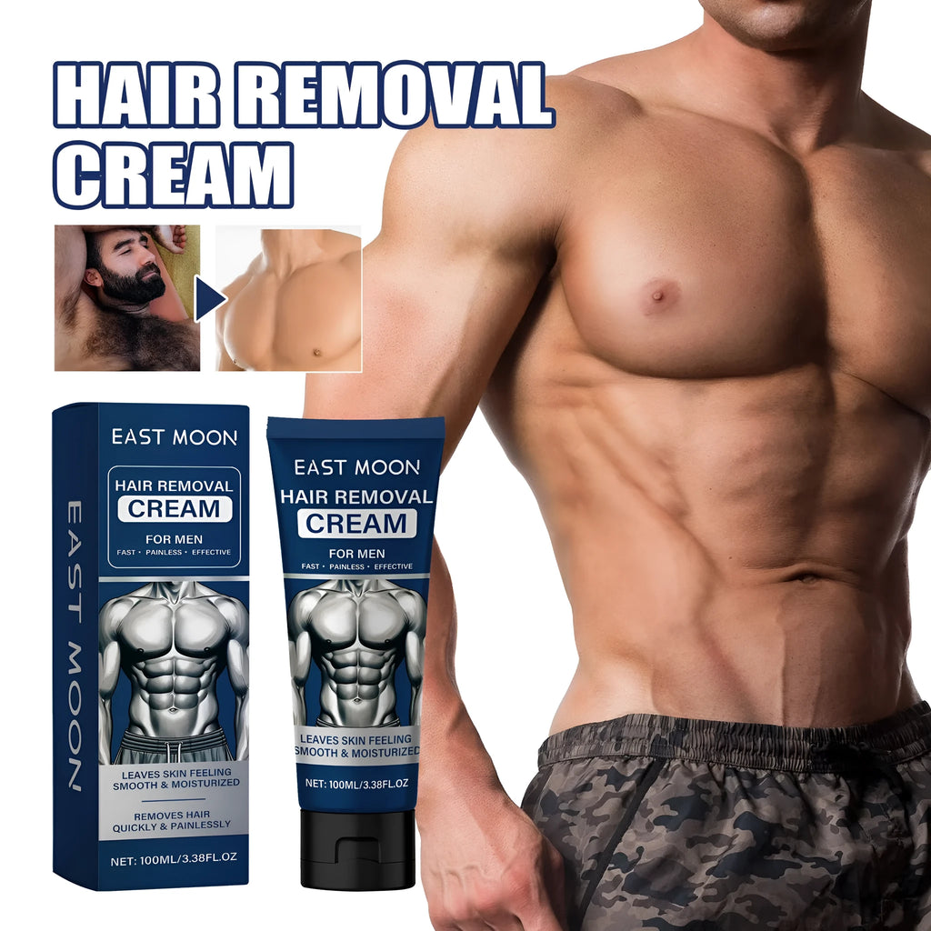 Men's depilatory cream in 100ml tube for beard, armpit, hand and leg hair removal