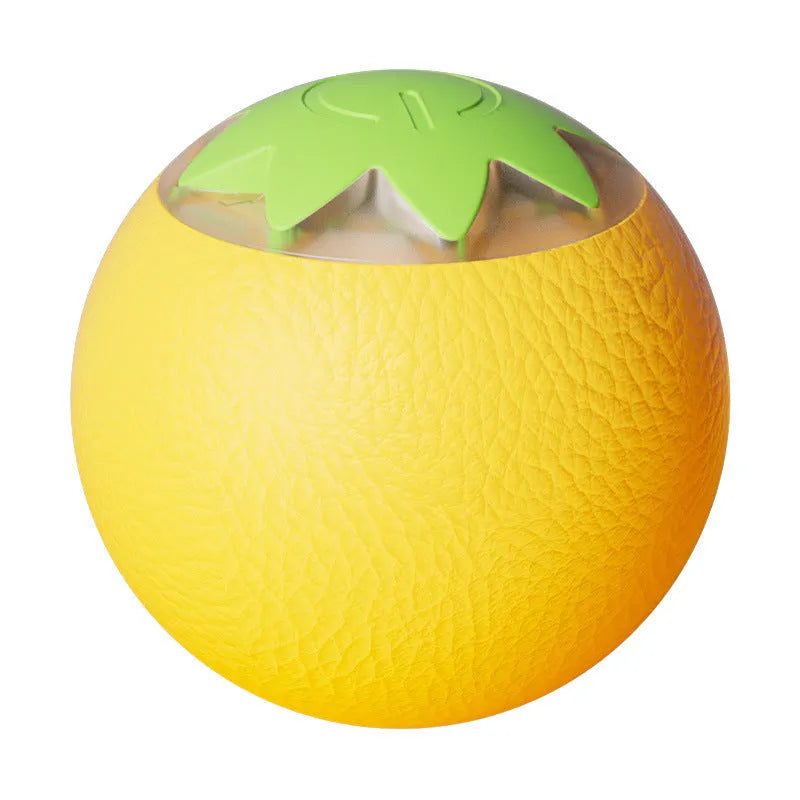 Automatic electric rolling ball pet toy for dogs and cats, 4.5cm cube in green, pink, or yellow.