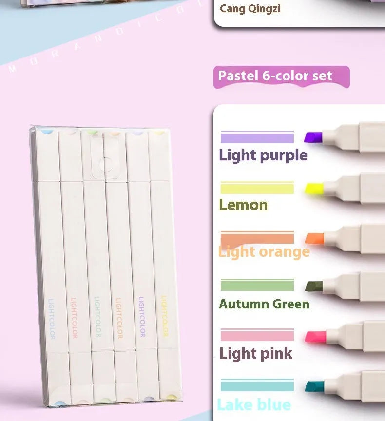 Set of double-ended fluorescent highlighter pens with chisel and fine tips, showing mixed bright colours.