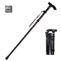 Adjustable aluminium folding walking stick in a chosen colour, shown extended and folded.