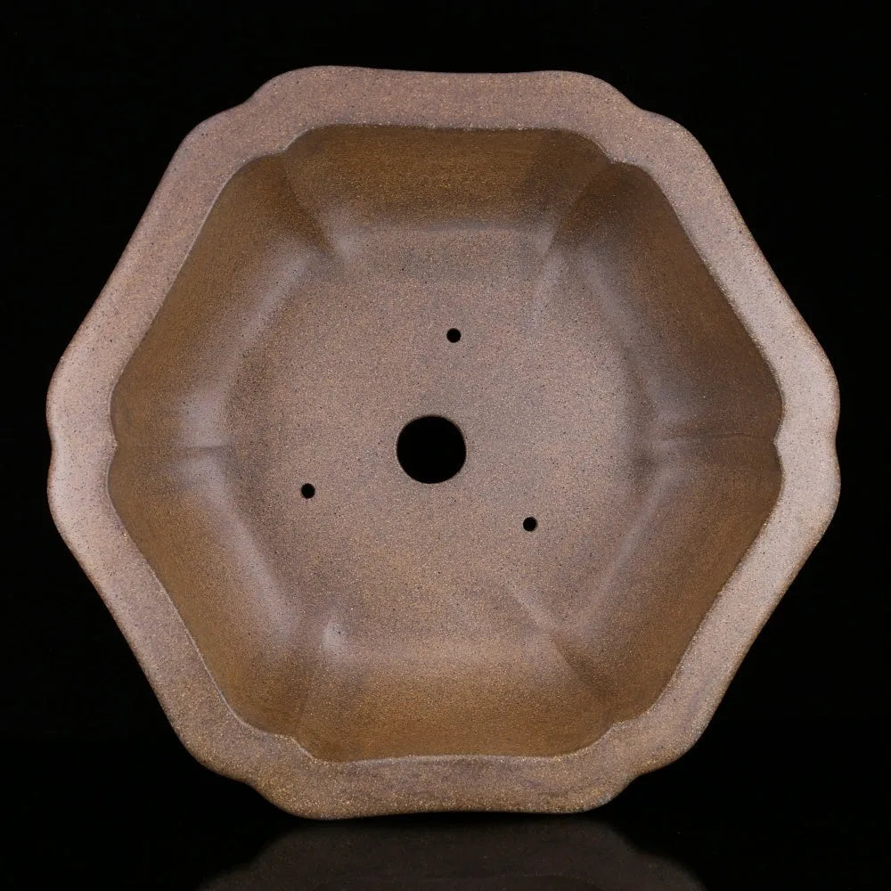 Large hexagonal purple sand plant pot with handmade Taiwan pottery finish