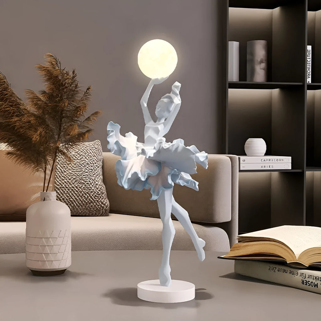 Small modern resin night light with USB charging in black gold, white, pink, or light blue colour
