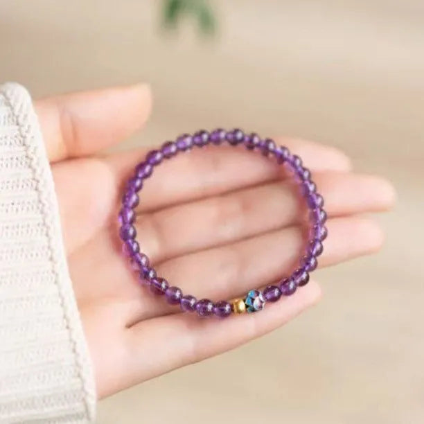 Retro style lotus bracelet in nine purple colour for women's jewellery and travel gifts