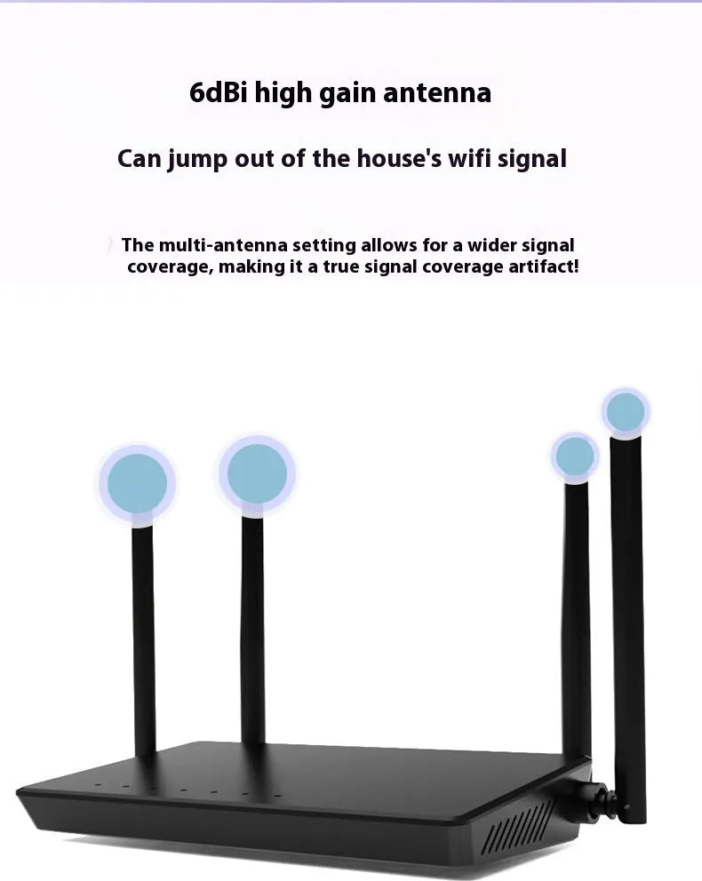 Portable 300m home WiFi router in black or white with 4 LAN ports and compact metal case