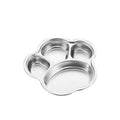 Silver stainless steel slow feeder dog bowl with raised ridges for slowing eating, 2 cup capacity, non-slip base, on a light background