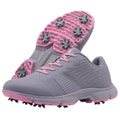 Women's waterproof golf sneakers in white, low-top with front lace closure and microfibre upper