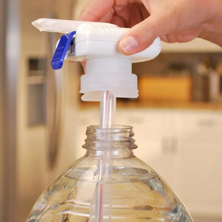 Manual electric pumping water device with PP silicone straw and blue press handle.
