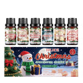 Christmas aromatherapy oil gift set showing six 10ml bottles with warm home fragrance scents