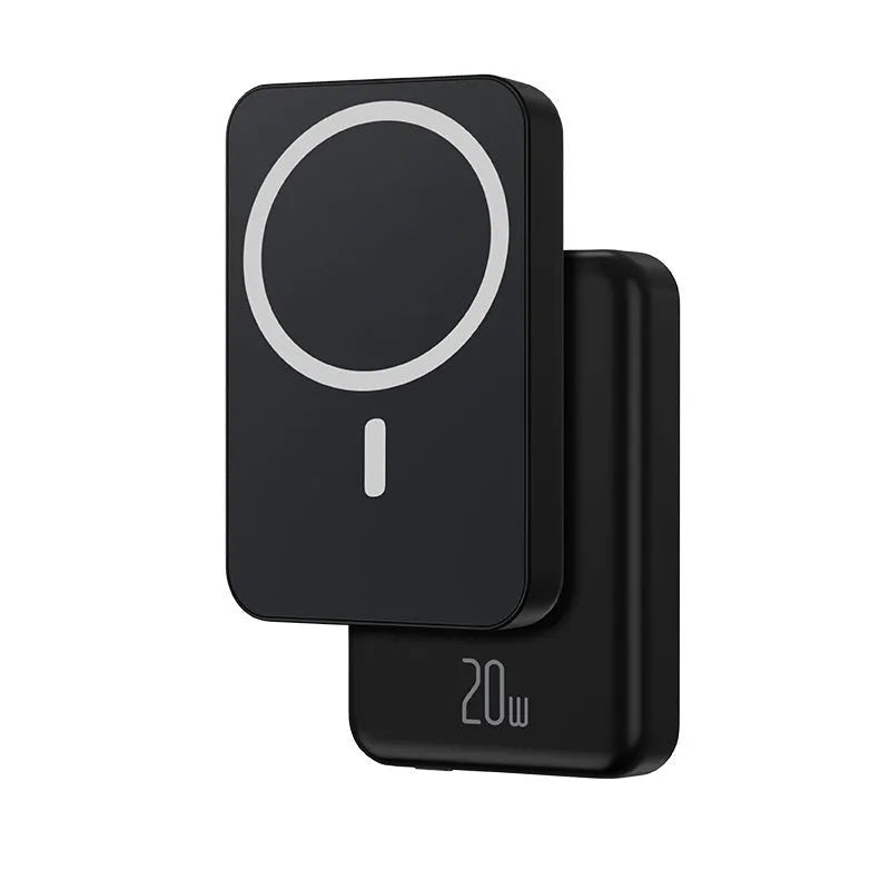 Magsafe magnetic wireless power bank for iPhone 14 in aluminium housing with capacity options