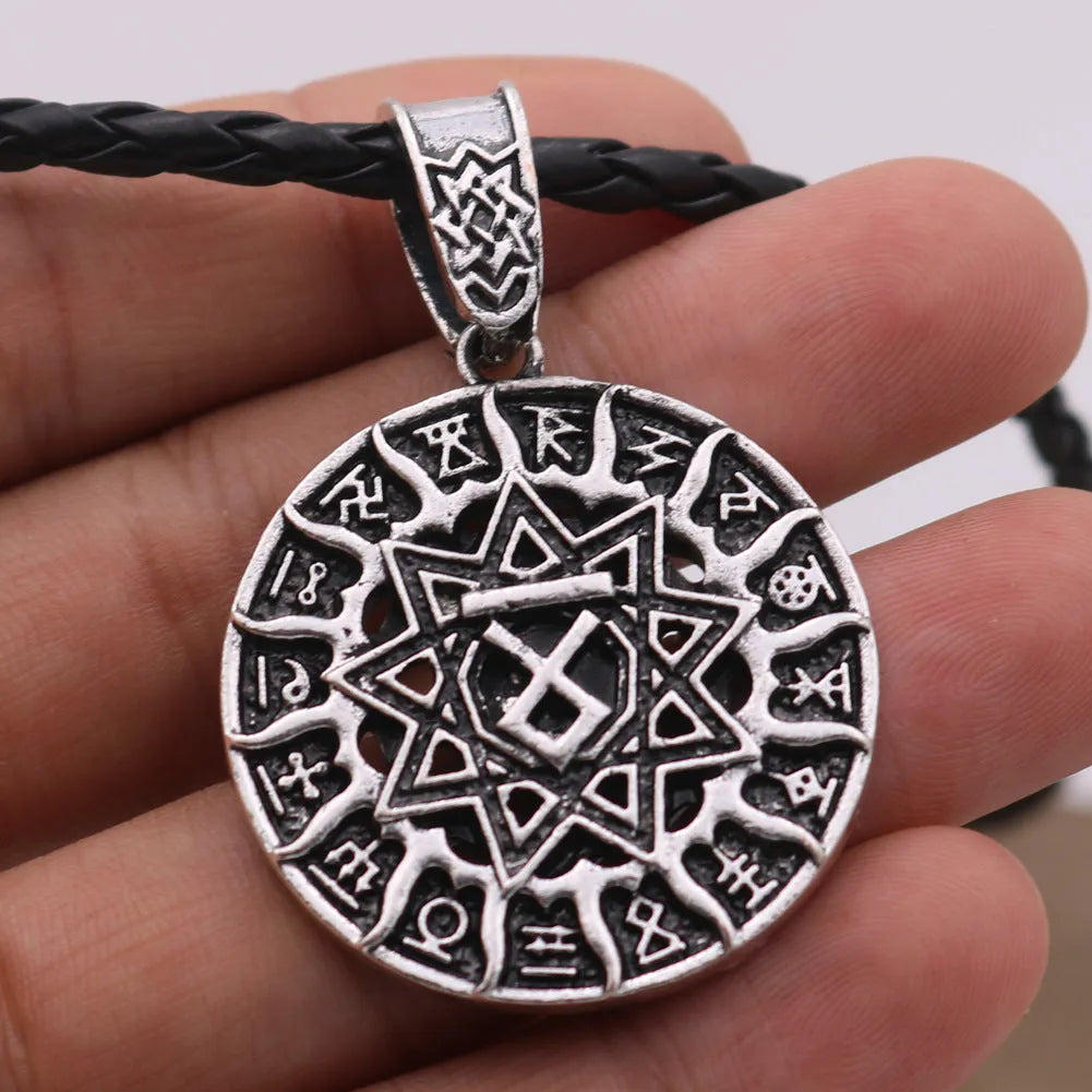 Lunavin ODing logo pendant necklace on a snake bones chain with an antique silver finish.
