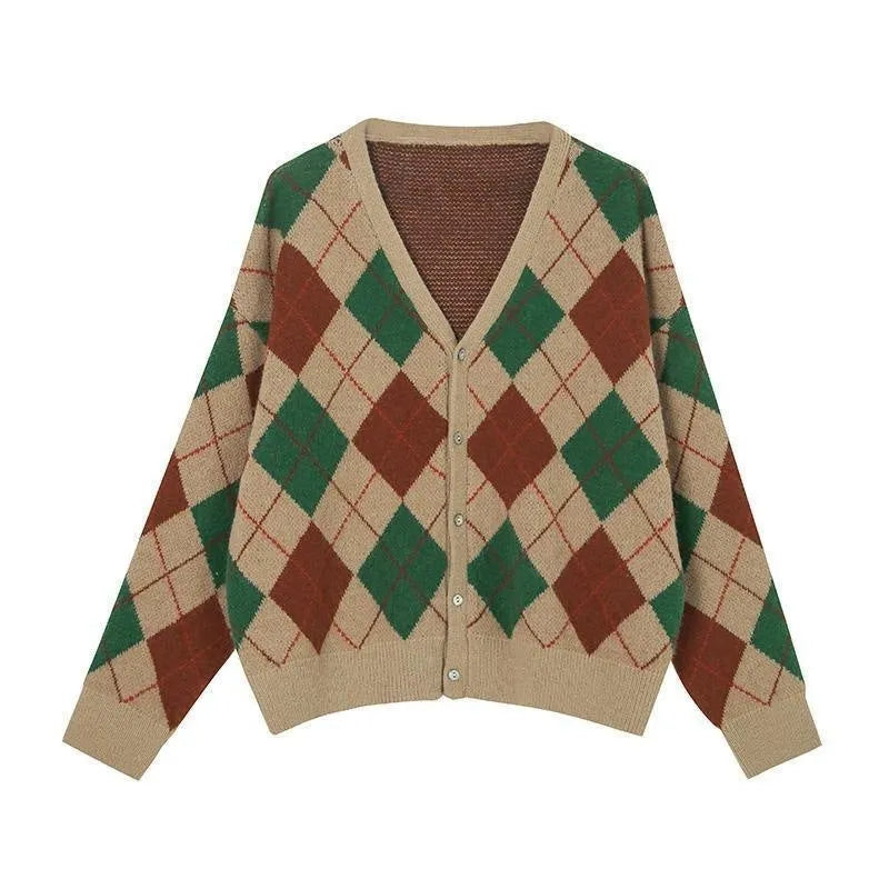 Women's acrylic knitted cardigan coat in macaron colours including pink, green, and khaki, regular sleeve, casual style.