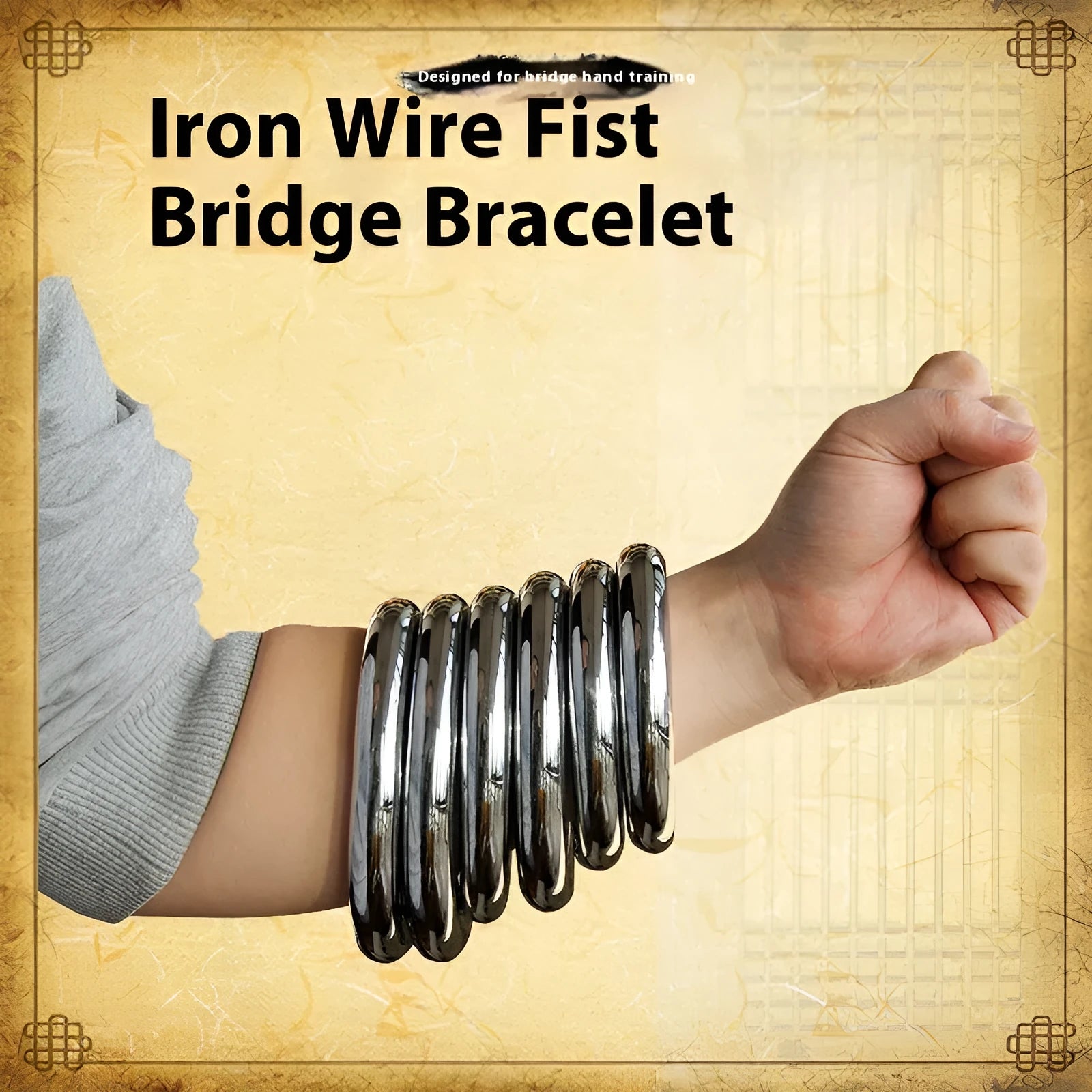 Wing Chun carbon steel training ring with electroplated finish showing three size options for martial arts practice