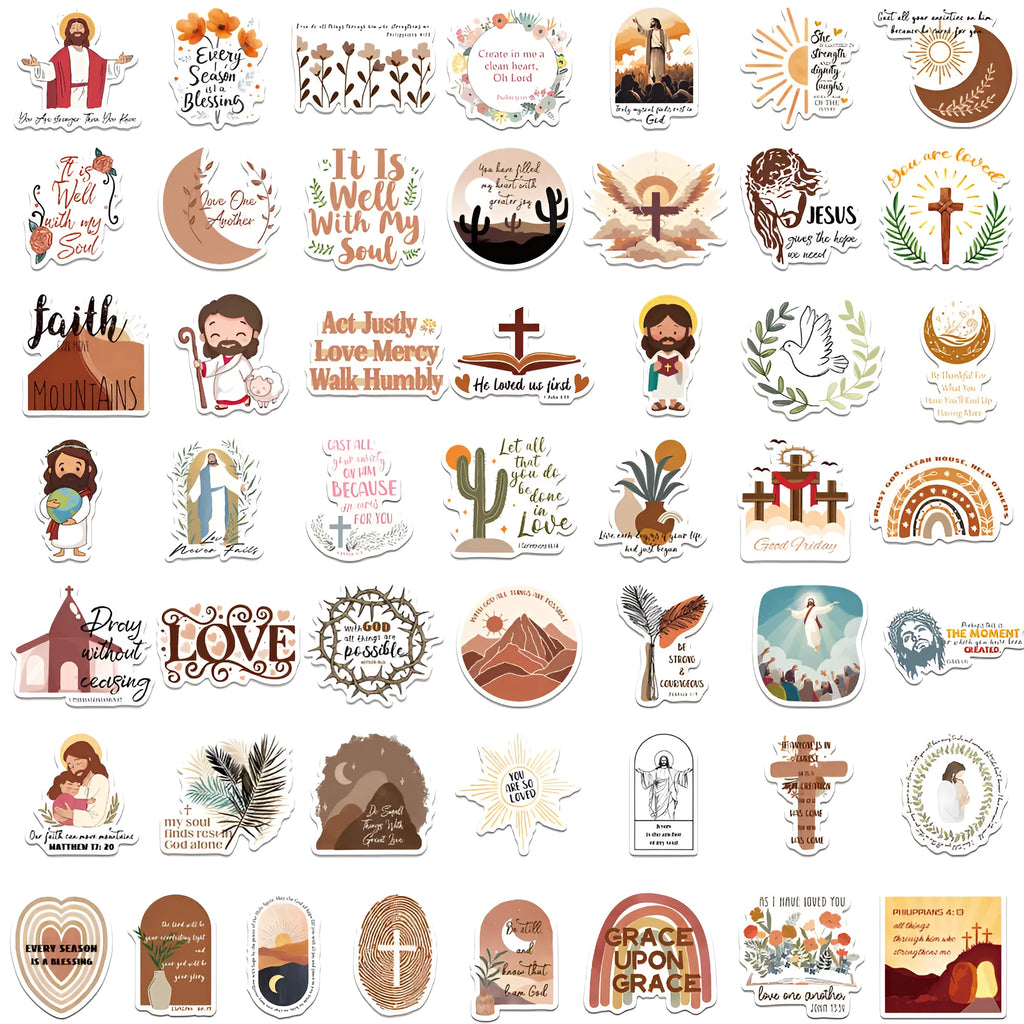 50-piece graffiti sticker set with random printed patterns for personalising surfaces