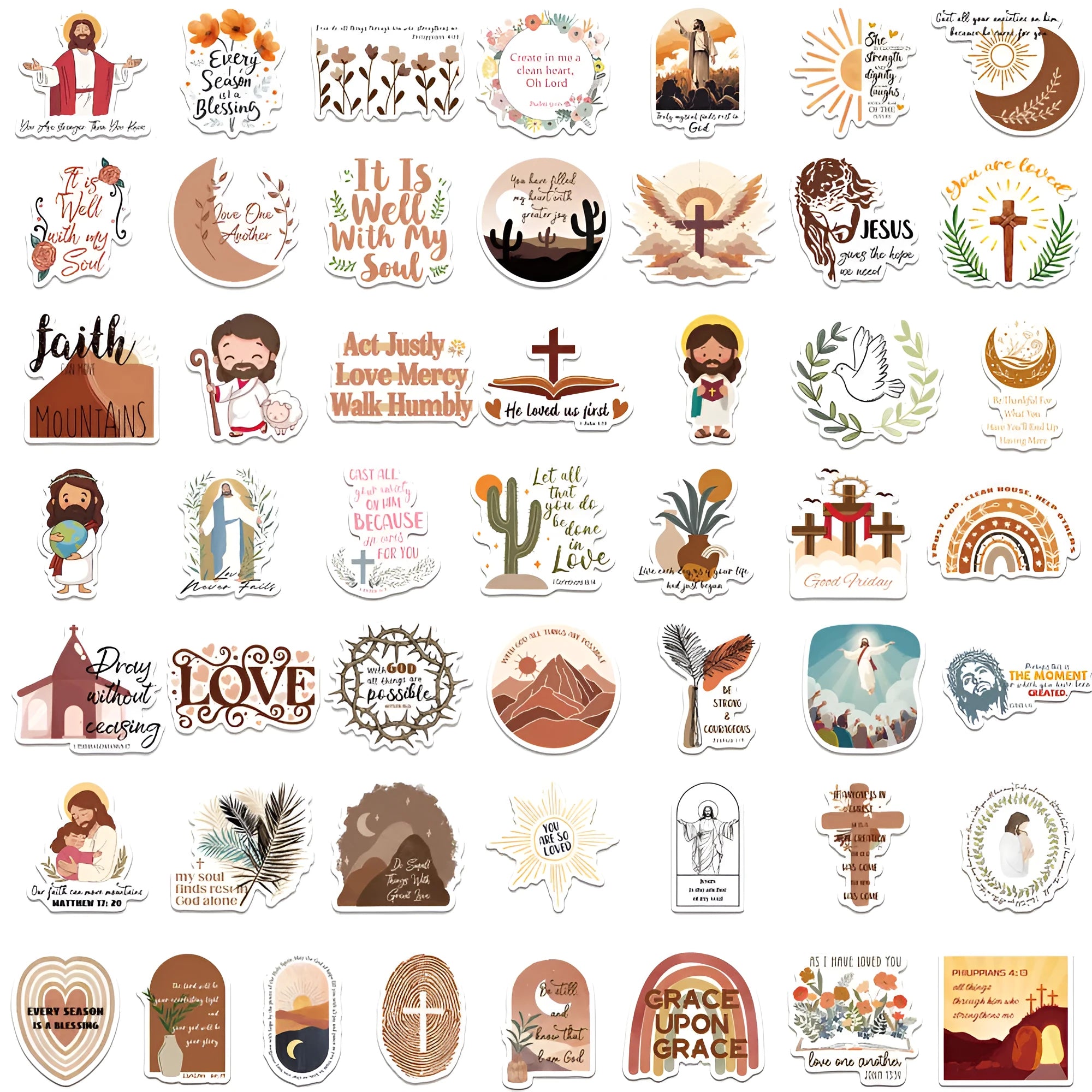 50-piece graffiti sticker set with random printed patterns for personalising surfaces