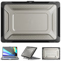 Hard protective shell case for a MacBook laptop in a choice of four colours: cool black, elegant apricot, sapphire blue, and starry sky grey.