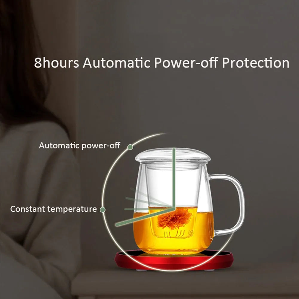Black USB heating coaster for coffee mugs with touch temperature controls