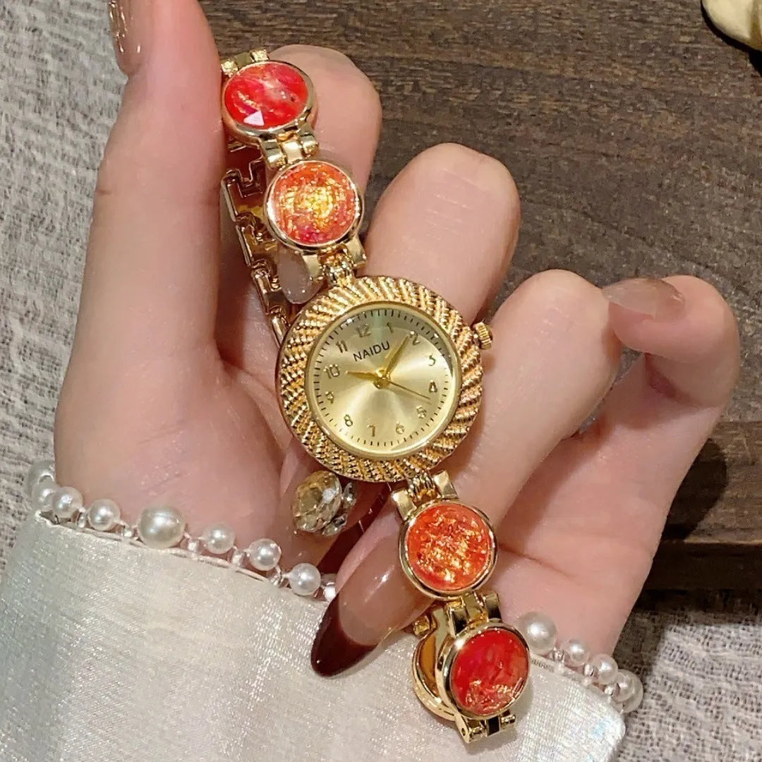 Women's quartz watch with round 25mm dial in choice of six colours.