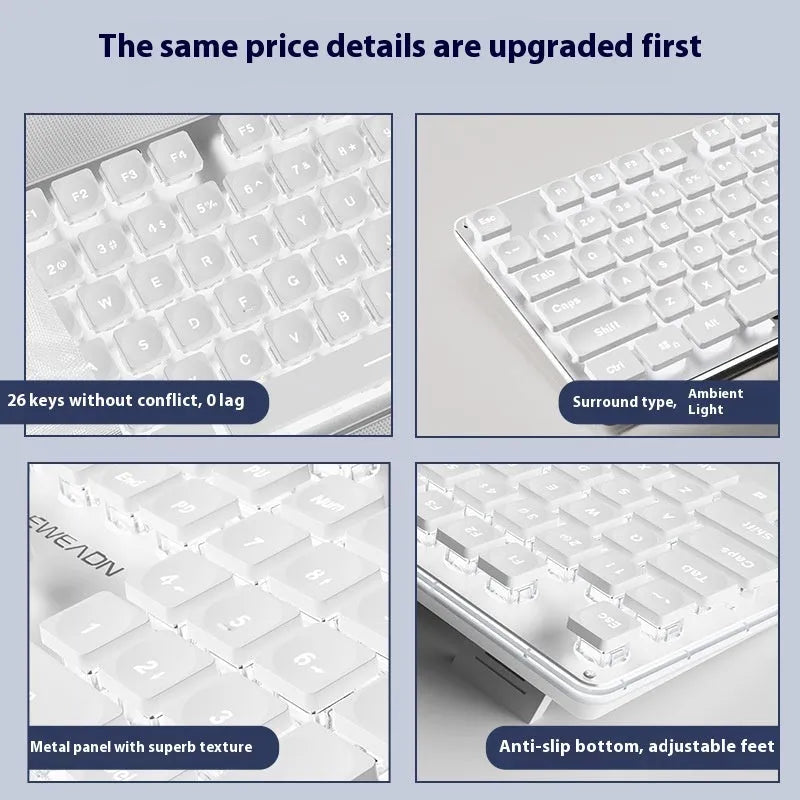 Wired mechanical keyboard and mouse set with LED backlighting in Metal Black colour