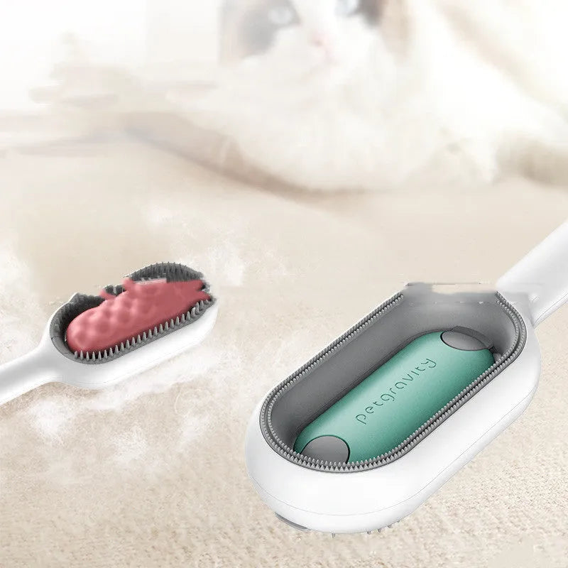 Green plastic pet hair removal comb with disposable adhesive sheets for cats and dogs.
