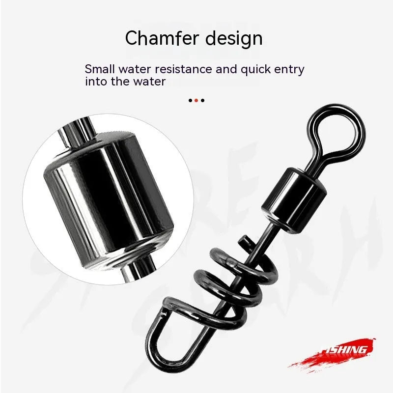 8-shaped fishing swivel connector ring in copper or stainless steel with colour-coded sizing options